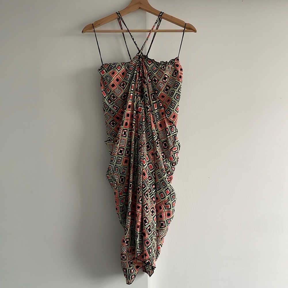 M By Missoni Geometric Silk Halter Dress